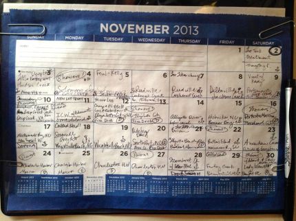 I have been keeping track of anchorages, etc. on our paper calendar!